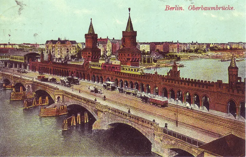 Historische Postkarte der Oberbaumbrücke um 1900